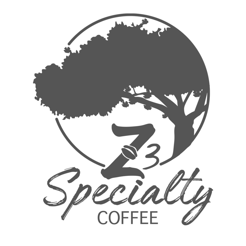 The logo of Z3 Specialty Coffee in Greyscale for presenting In a gallery.